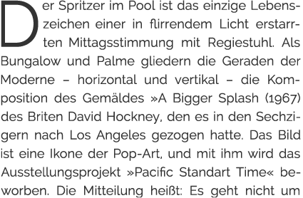 Textauszug über David Hockneys »A Bigger Splash«